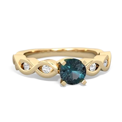 Alexandrite Infinity 5Mm Round Engagement 14K Yellow Gold ring R26315RD