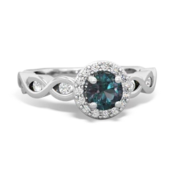 Alexandrite Infinity Halo Engagement 14K White Gold ring R26315RH