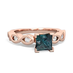 Alexandrite Infinity 5Mm Square Engagement 14K Rose Gold ring R26315SQ