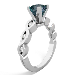 Alexandrite Infinity 5Mm Square Engagement 14K White Gold ring R26315SQ
