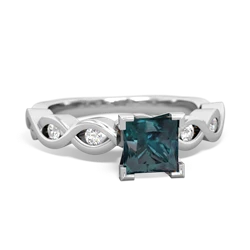 Alexandrite Infinity 5Mm Square Engagement 14K White Gold ring R26315SQ