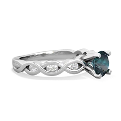 Alexandrite Infinity 6Mm Round Engagement 14K White Gold ring R26316RD