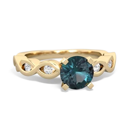 Alexandrite Infinity 6Mm Round Engagement 14K Yellow Gold ring R26316RD