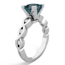 Alexandrite Infinity 6Mm Princess Engagement 14K White Gold ring R26316SQ