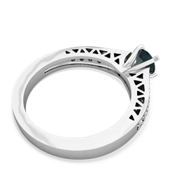 Alexandrite Art Deco Engagement 5Mm Round 14K White Gold ring R26355RD