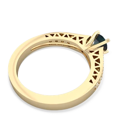 Alexandrite Art Deco Engagement 5Mm Round 14K Yellow Gold ring R26355RD