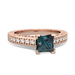 Alexandrite Art Deco Engagement 5Mm Square 14K Rose Gold ring R26355SQ