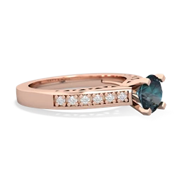 Alexandrite Art Deco Engagement 6Mm Round 14K Rose Gold ring R26356RD