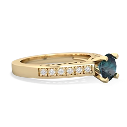 Alexandrite Art Deco Engagement 6Mm Round 14K Yellow Gold ring R26356RD