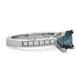 Alexandrite Art Deco Engagement 6Mm Princess 14K White Gold ring R26356SQ
