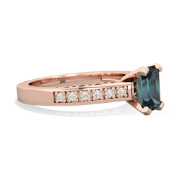 Alexandrite Art Deco Engagement 7X5mm Emerald-Cut 14K Rose Gold ring R26357EM