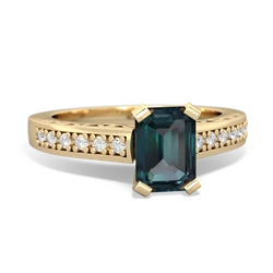 Alexandrite Art Deco Engagement 7X5mm Emerald-Cut 14K Yellow Gold ring R26357EM