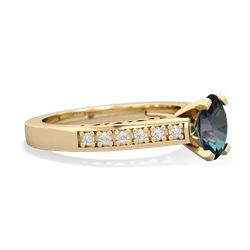 Alexandrite Art Deco Engagement 7X5mm Oval 14K Yellow Gold ring R26357VL