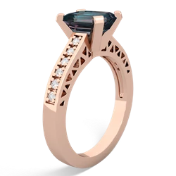 Alexandrite Art Deco Engagement 8X6mm Emerald-Cut 14K Rose Gold ring R26358EM