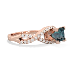 Alexandrite Diamond Twist 5Mm Square Engagment  14K Rose Gold ring R26405SQ