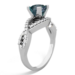 Alexandrite Diamond Twist 5Mm Square Engagment  14K White Gold ring R26405SQ