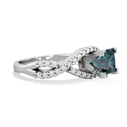 Alexandrite Diamond Twist 5Mm Square Engagment  14K White Gold ring R26405SQ