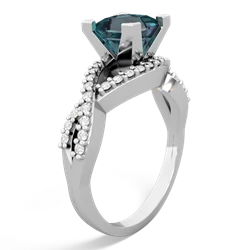 Alexandrite Diamond Twist 6Mm Princess Engagment  14K White Gold ring R26406SQ