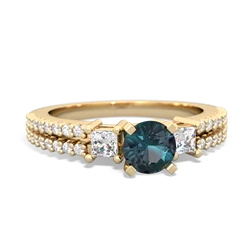 Alexandrite Classic 5Mm Round Engagement 14K Yellow Gold ring R26435RD