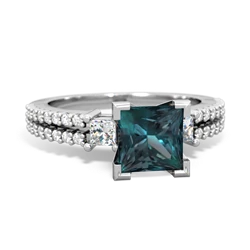 Alexandrite Classic 6Mm Princess Engagement 14K White Gold ring R26436SQ