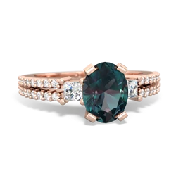 Alexandrite Classic 8X6mm Oval Engagement 14K Rose Gold ring R26438VL