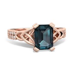 Alexandrite Celtic Knot 8X6 Emerald-Cut Engagement 14K Rose Gold ring R26448EM