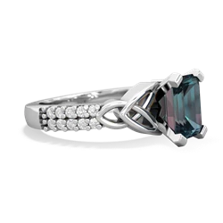 Alexandrite Celtic Knot 8X6 Emerald-Cut Engagement 14K White Gold ring R26448EM