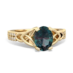Alexandrite Celtic Knot 8X6 Oval Engagement 14K Yellow Gold ring R26448VL
