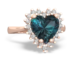 Alexandrite Sparkling Halo Heart 14K Rose Gold ring R0391