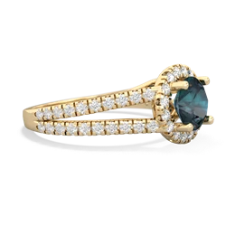 Alexandrite Pave Halo 14K Yellow Gold ring R5490