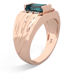 Alexandrite Men's 9X7mm Emerald-Cut 14K Rose Gold ring R1835