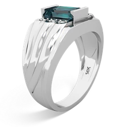 Alexandrite Men's 9X7mm Emerald-Cut 14K White Gold ring R1835