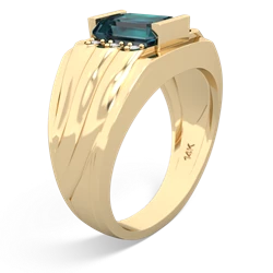Alexandrite Men's 9X7mm Emerald-Cut 14K Yellow Gold ring R1835