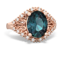 Alexandrite Antique Style Cocktail 14K Rose Gold ring R2564