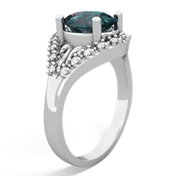 Alexandrite Antique Style Cocktail 14K White Gold ring R2564