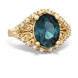 Alexandrite Antique Style Cocktail 14K Yellow Gold ring R2564
