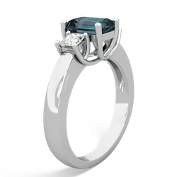 Alexandrite Diamond Three Stone Emerald-Cut Trellis 14K White Gold ring R4021