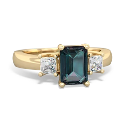Alexandrite Diamond Three Stone Emerald-Cut Trellis 14K Yellow Gold ring R4021