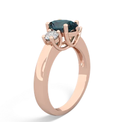 Alexandrite Diamond Three Stone Oval Trellis 14K Rose Gold ring R4024