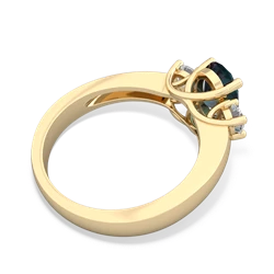 Alexandrite Diamond Three Stone Oval Trellis 14K Yellow Gold ring R4024
