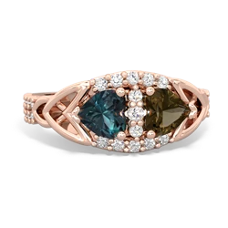 Alexandrite Sparkling Celtic Knot 14K Rose Gold ring R2645