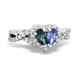Alexandrite Diamond Twist 'One Heart' 14K White Gold ring R2640HRT