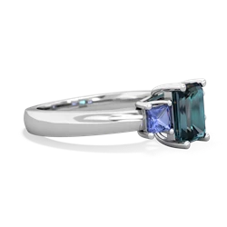 Alexandrite Three Stone Emerald-Cut Trellis 14K White Gold ring R4021