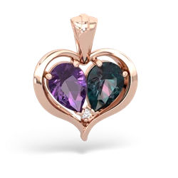 Amethyst Two Become One 14K Rose Gold pendant P5330