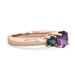 Amethyst Three Stone Round Trellis 14K Rose Gold ring R4018