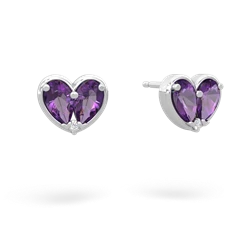 Amethyst 'Our Heart' 14K White Gold earrings E5072