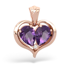 Amethyst Two Become One 14K Rose Gold pendant P5330