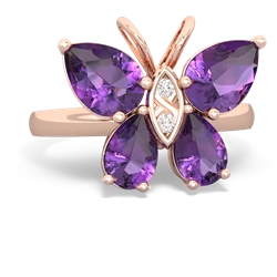 Amethyst Butterfly 14K Rose Gold ring R2215