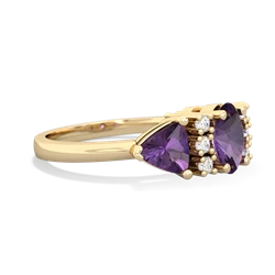 Lab Pink Sapphire Antique Style Three Stone 14K Yellow Gold ring R2186