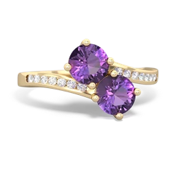 Amethyst Channel Set Two Stone 14K Yellow Gold ring R5303